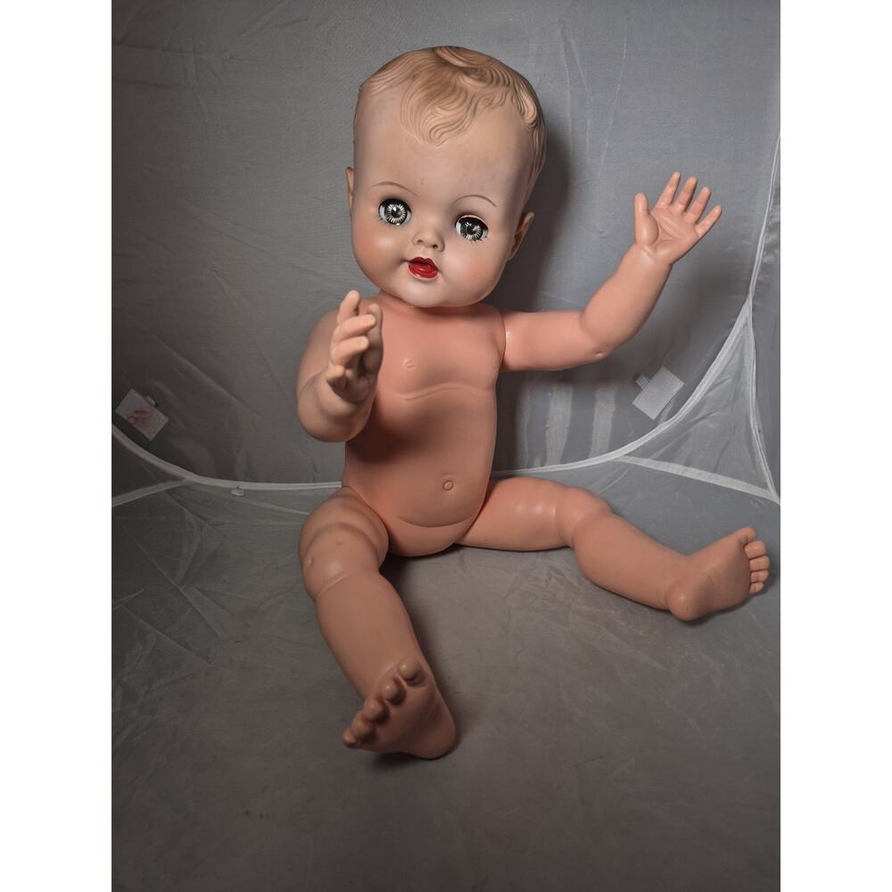 💥 Vintage 1950s DRINK & WET Vinyl 24" BABY DOLL TOY 20-5SA with Sleepy Eyes